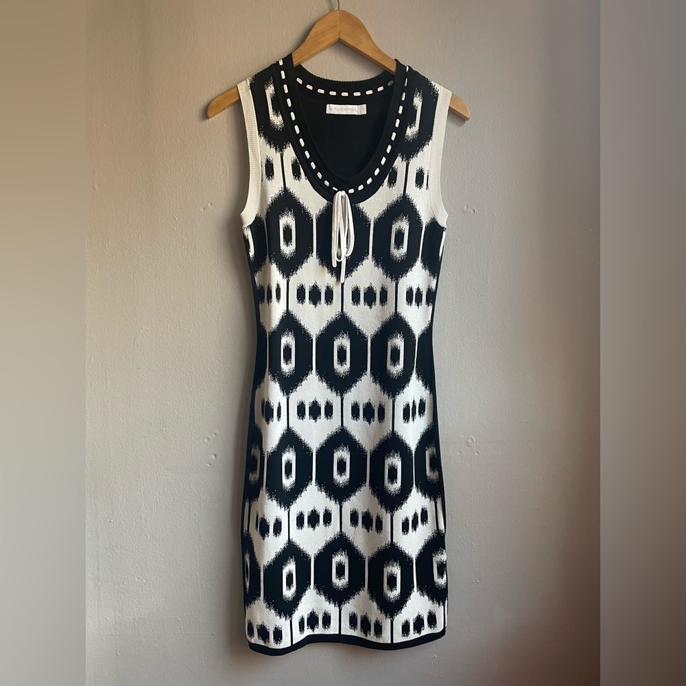 Altuzarra Black White Print Sleeveless Midi Dress Sz. S 2 4